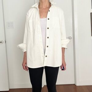 J.Crew women corduroy shacket oversized shirt, XXS, off white